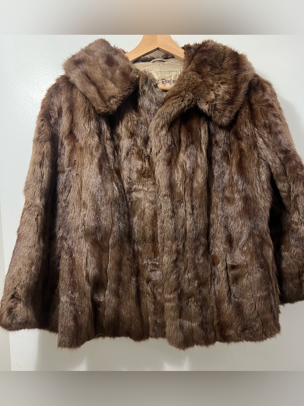 Holt Renfrew Brown Genuine Fur Jacket with Classic Collar